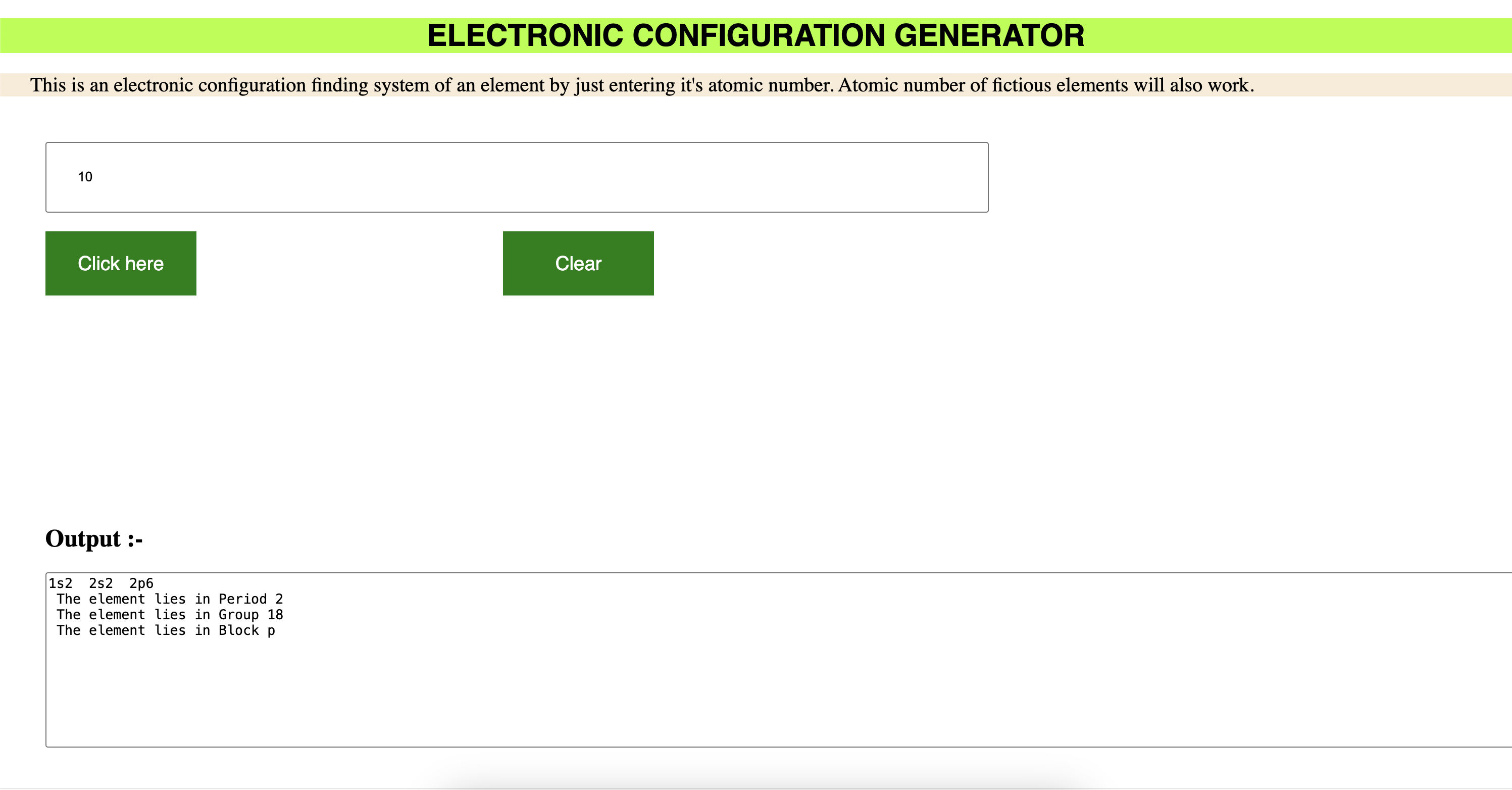 Electronic Configuration Calculator